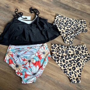 Lot of 4 Beachsissi Swimwear Bikini Swimsuit Pieces 3 bottoms 1 top Beach Preppy